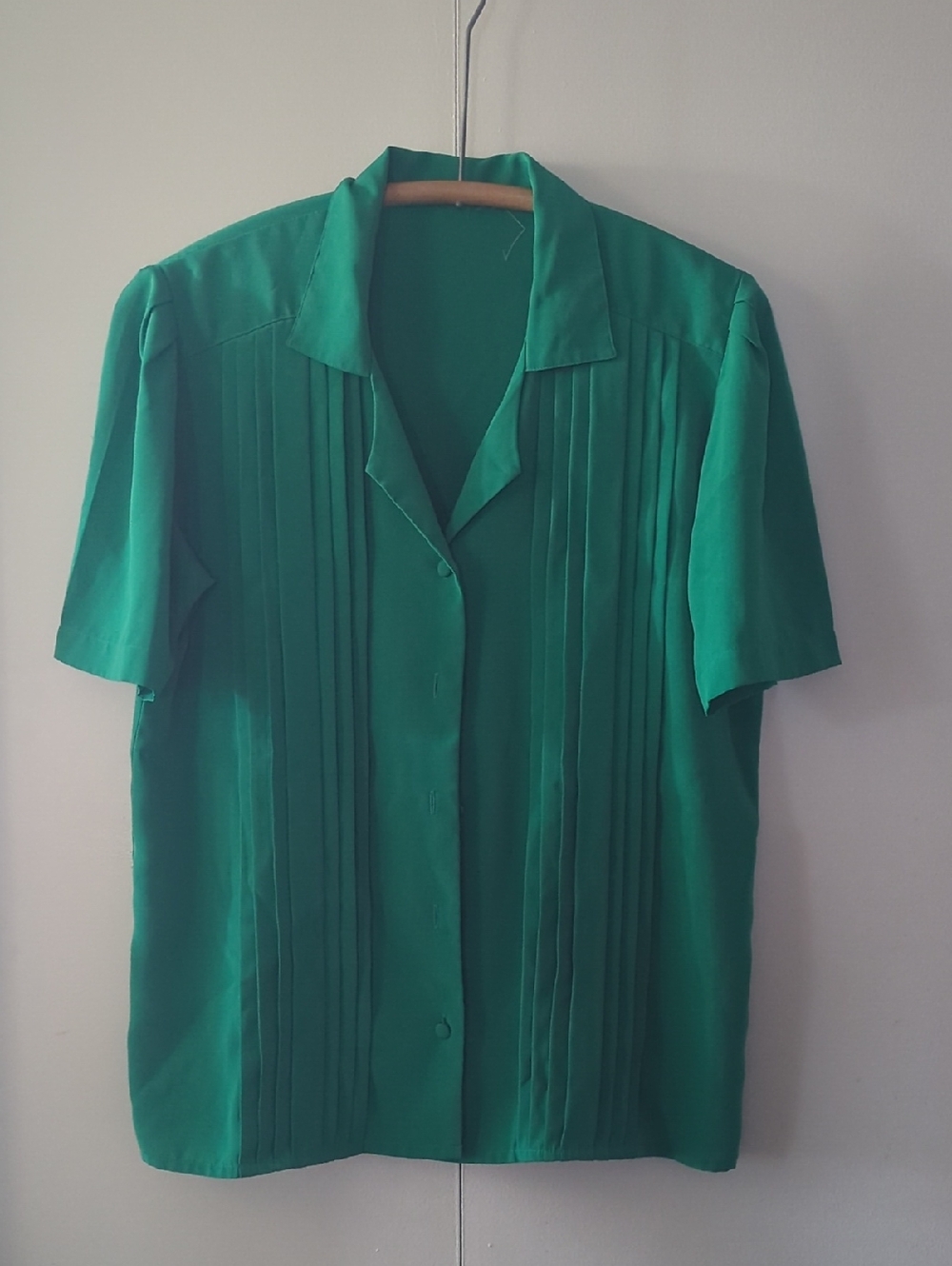 Vintage Pleated Button-Up Blouse